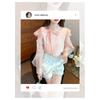 Women's Chiffon Blouse 2026 Spring and Autumn New Fashionable Tie-Neck Ruffle Trim Thin Gentle Style Shirt