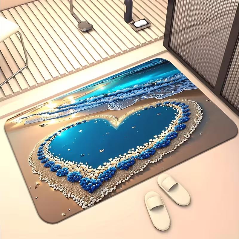 Seastar Seashell Beach Doormat Realistic Seaside Sand Print Non Slip Entrance Floor Mat For Front Door Coastal Home Decor