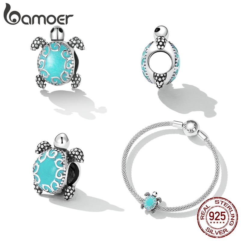 Bamoer 925 Silver Ladybug Charm Fit DIY Bracelet & Bangle Turtle Pendant Jewelry Birds Pendant Animal Charms Collection
