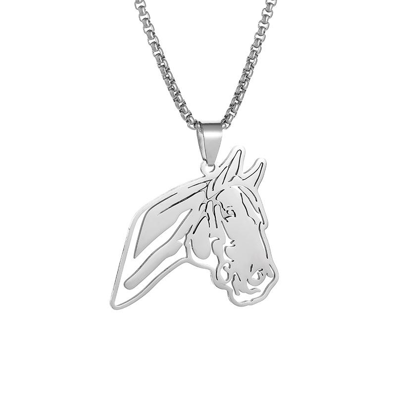 Horse Head Pendant Necklace for Women Mens Stainless Steel Animal Horse Jewelry Necklace Jewelry Jewelry