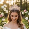 Alloy Crystal Baroque Bridal Crown for Wedding Ceremony, Elegant Vintage Style, Perfect for Bride Hair Jewelry Accessories