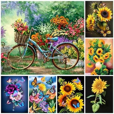 Pittura Diamante Fai da Te Bellissimi Fiori Kit Punto Croce Arte Mosaico Pittura Diamante Cerchio Completo Diamante Decorazione Casa