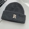 Popular Letter Beanie Hat for Female Y2K Girl Winter Autumn Thick Crochet Hat Soft Breathable Women Casual Skull Cap