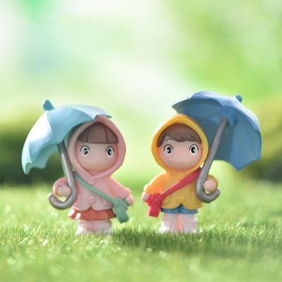 1/4Pcs Mini Umbrella Girl Doll Landscape Handcrafted Fairy Garden Figurines