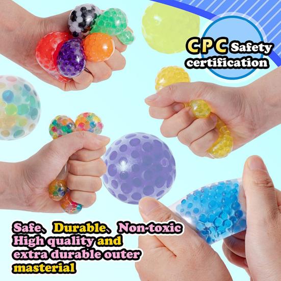 2Pcs 3.5CM Colorful Stress Ball Funny Stretch TPR Anxiety Relief Decompression Squeeze Ball Sensory Squishes Fidget Toy Kids Teens Adults Gift