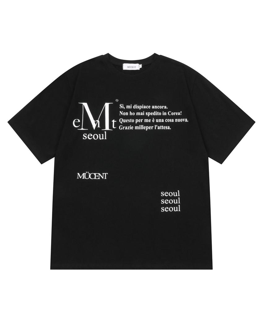 MUCENT Centery Seoul Lettering Round Neck Short Sleeve T-Shirt Unisex (2 Colors)