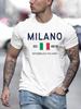 Męska koszulka z grafiką Milano Casual Biała Miękka Bawełna Krótki Rękaw Klasyczny Top