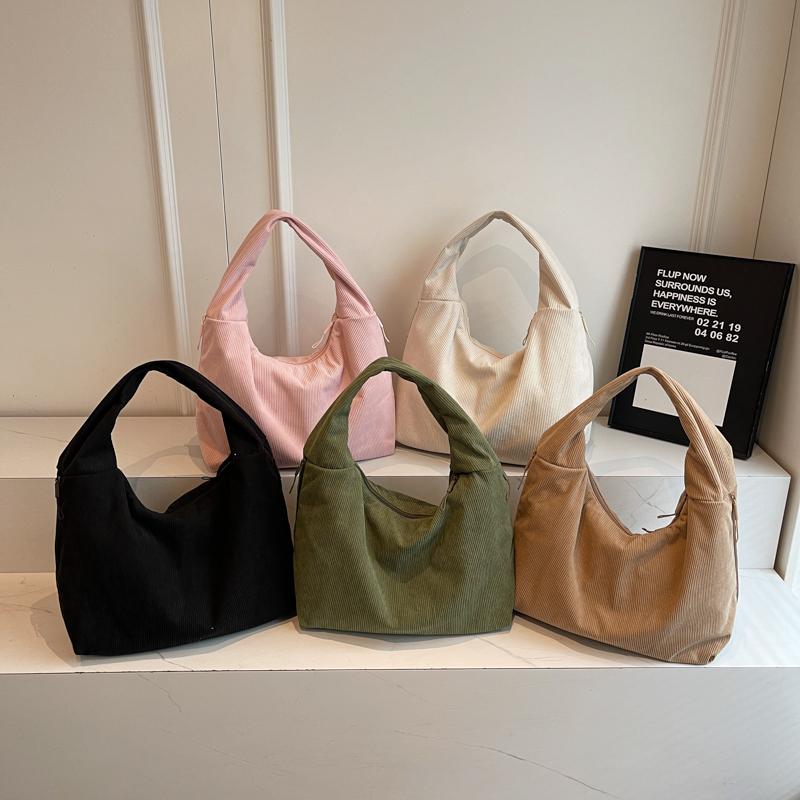 Corduroy Underarm Bag Women Commuter Shoulder Bag Tote Bag