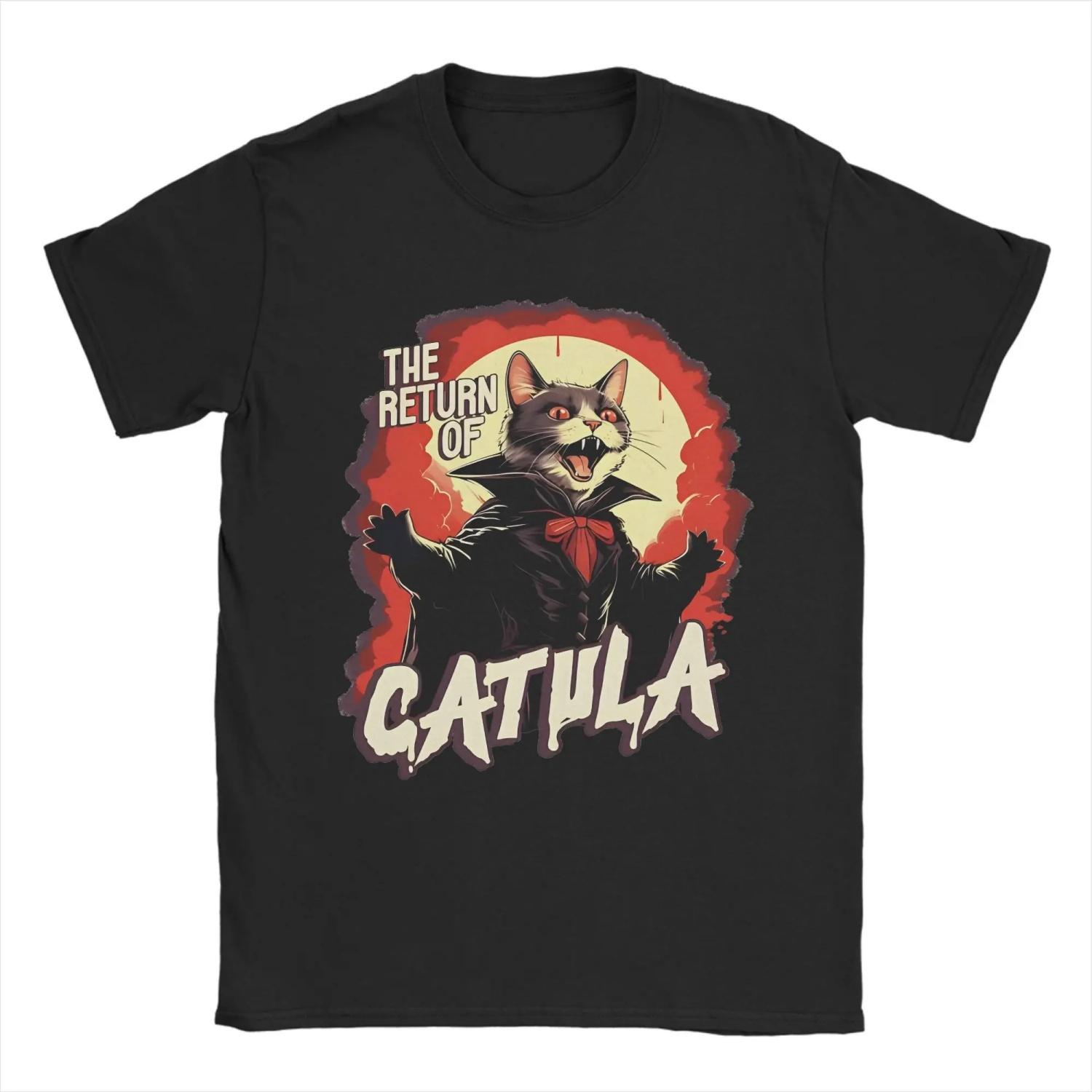 

Harajuku The Return of Vampurr Cat Dracula Halloween Tshirts Cotton Short Sleeve Round Neck Summer Tops Shirts S чёрный