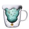 ChaXun Christmas Double-Wall Glass Mug with Lid