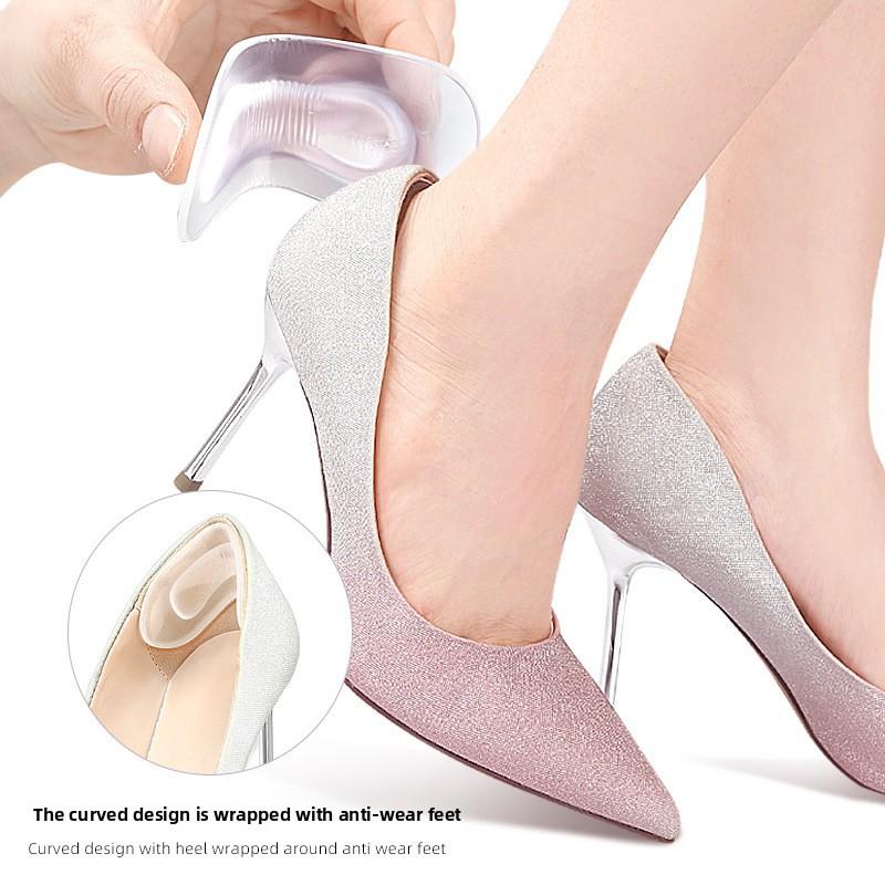 GEL Heel Sticker High Heels Soft Anti-wear Anti-drop Heel Sticker 4D Double Layer Thickened Self-adhesive Code Adjustment Half Size Pad