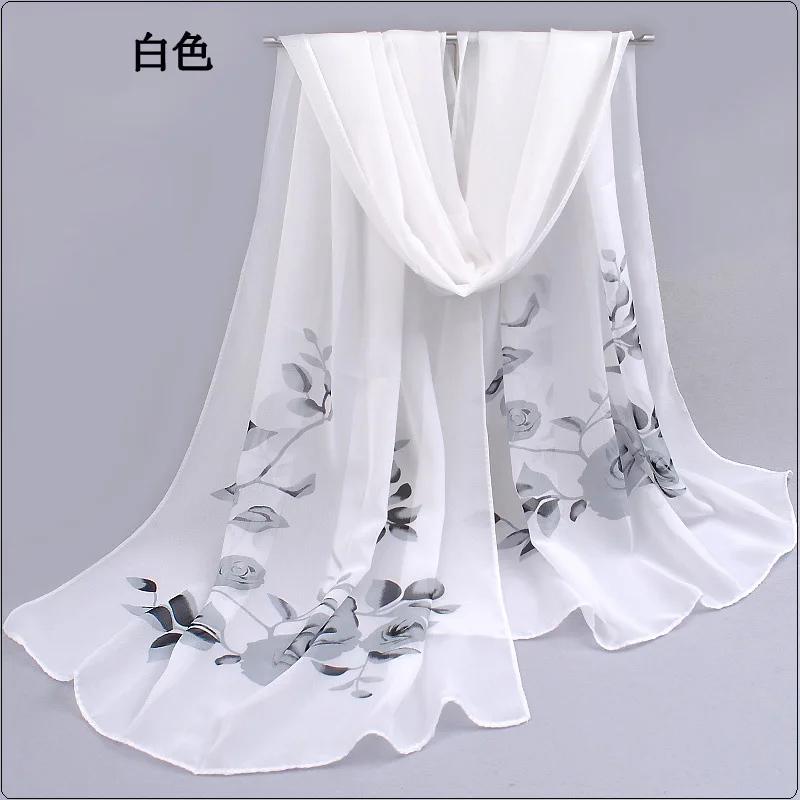 Spring And Summer Women Scarf New Pashmina Shawl Printed Cape Silk Chiffon Polyester Tippet Muffler 60*160Cm