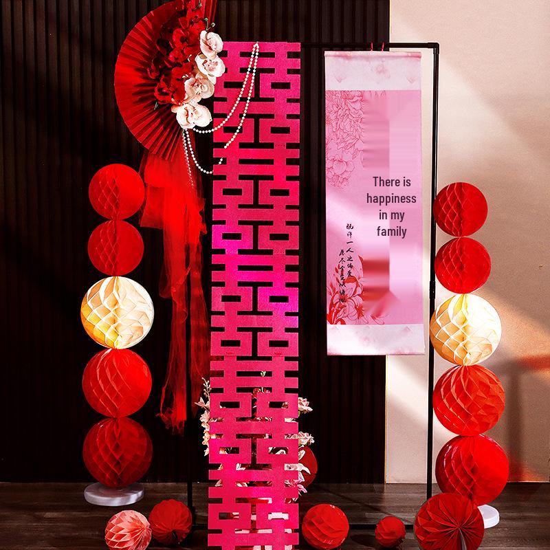 Balayı Süiti Düğün Dekorasyon Seti: Oturma Odası Fotoğraf Sergisi için Çift Mutluluk Parşömeni ve Süs