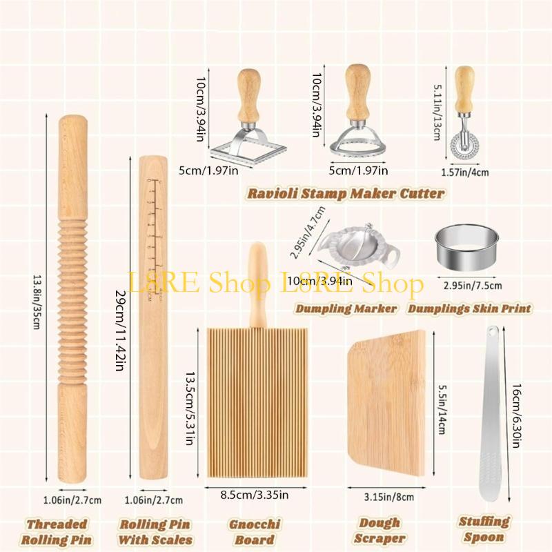 L8RE Multifuntional Pastas Making Essentials Rolling Pin and Dough Cutter