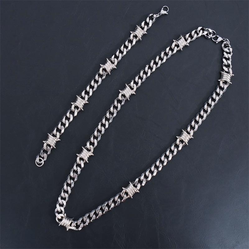 2024 Thorn Cuban Chain Titanium Steel Hip-Hop Necklace - Punk Knotted Stainless Steel