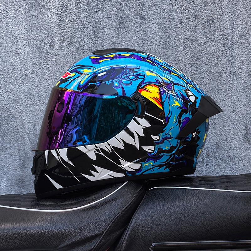 Imitation Street Car Helmet Men's Motorcycle 3C Electric Vehicle Full Helmet Autumn and Winter Knight Double Mirror Riding