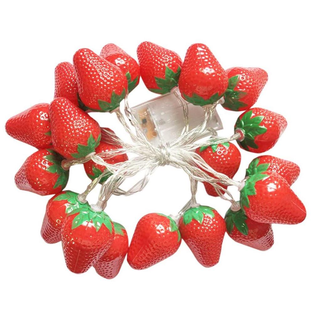 3 Meters 20LED Strawberry String Lights Battery Powered Indoor Outdoor Lighting Lamp for Wedding Home Birthday Garden Yard Patio Party Decorations