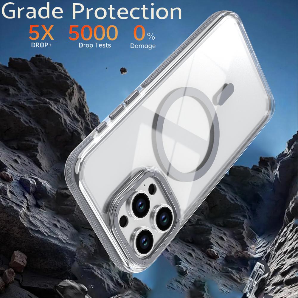 KEYSION Transparent Magnetic Case for MagSafe for iPhone 14 15 Pro Max Wireless Charging Shockproof Phone Cover for iPhone 14 15 Plus