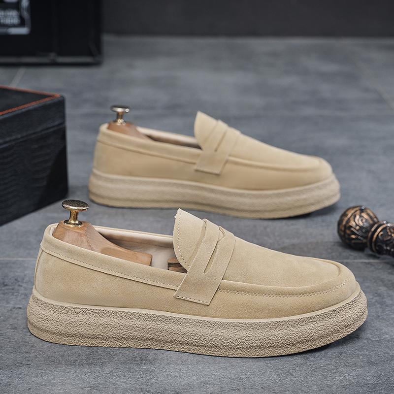 Fashion Spring Khaki Casual Loafers Men Comfortable Breathable Suede Casual Shoes Man Slip-On Platform Shoes For Men zapatos para hombre