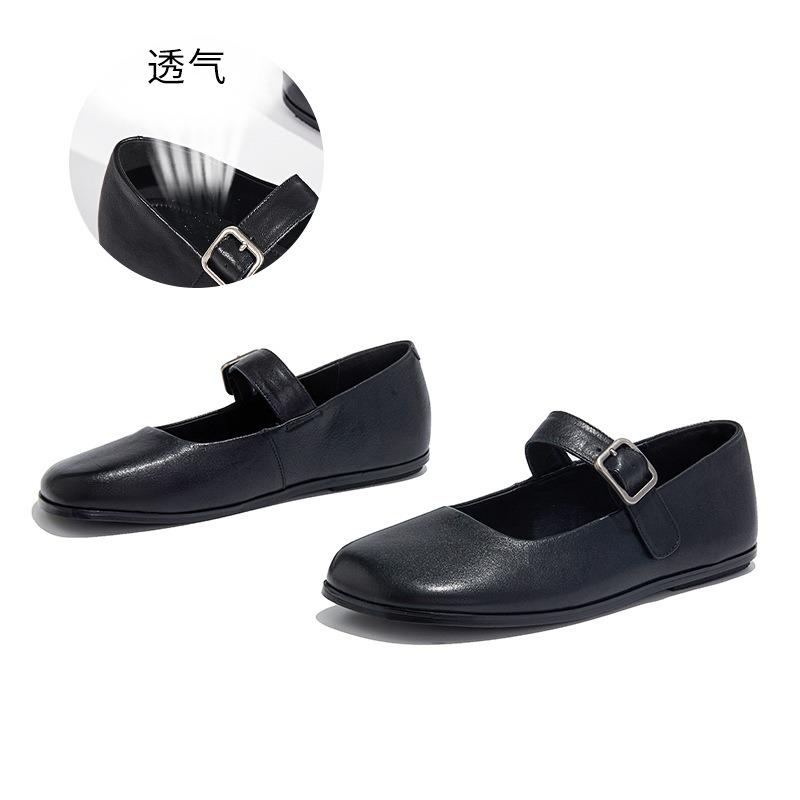 First Layer Sheepskin Mary Jane Shoes Women's Summer New Square Head Shallow Mouth Single Shoes Women's Beautiful Casual Women's Shoes