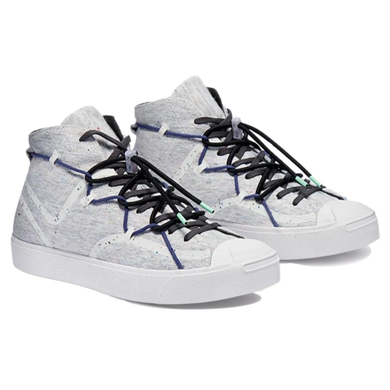 Converse Jack Purcell Rally Stylish Versatile High-top Canvas Shoes Unisex Gray and White