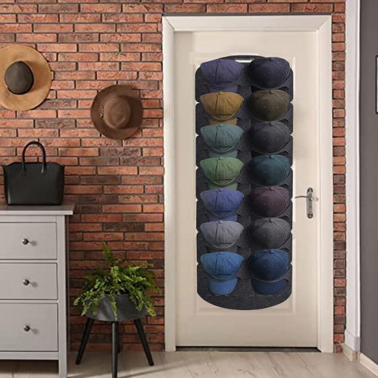 Baseball Hat Storage Bag Behind Door Wall Hat Holder Punch-free Large Capacity Anti-slip Baseball Cap Display Hanging Rack Neatly Arranged Cap
