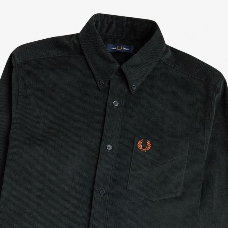 Fred Perry Corduroy Shirt Night Green Afpm2438726 Q20