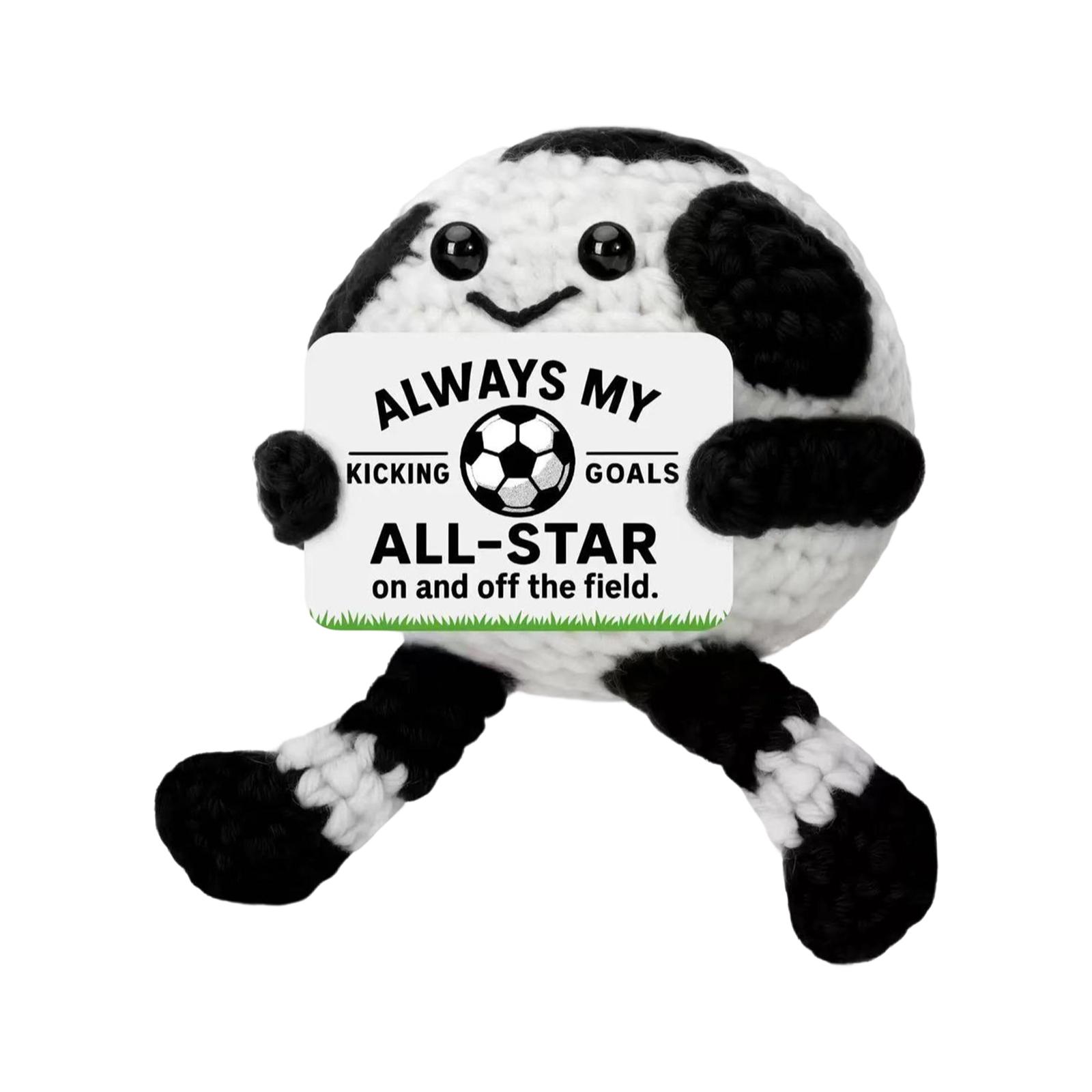 Handmade Crochet Baseball And Soccer Ball Yarn Knitting Positive Energy Finished Product Long Leg Doll