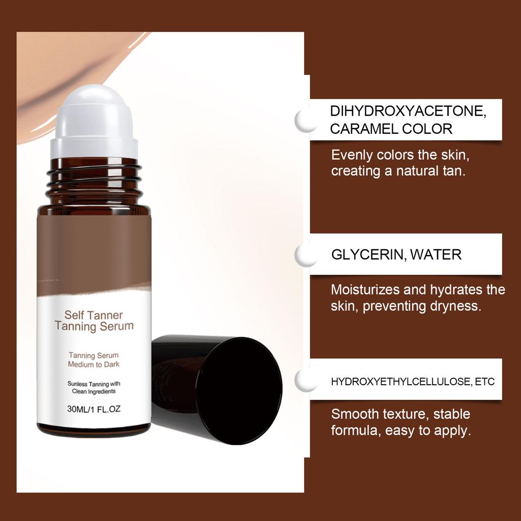 Self Tanning Roller Ball Serum - Body Tanning Oil for Natural Sunless