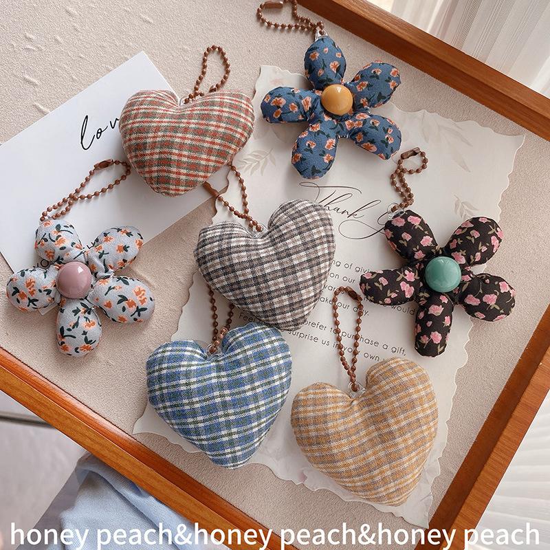 Stoff Wald Blume Schlüsselanhänger Herz Anhänger Schmuck Für Mädchen Frauen Geschenk Taschen Dekoration