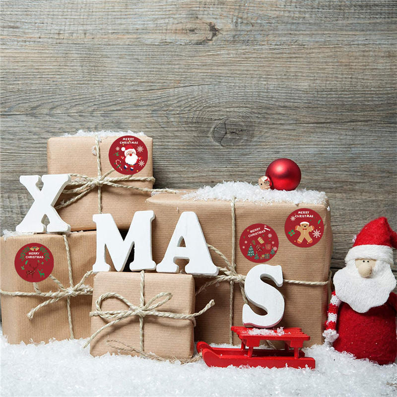 3.8Cm Christmas Roll Stickers Kraft Adhesive Labels