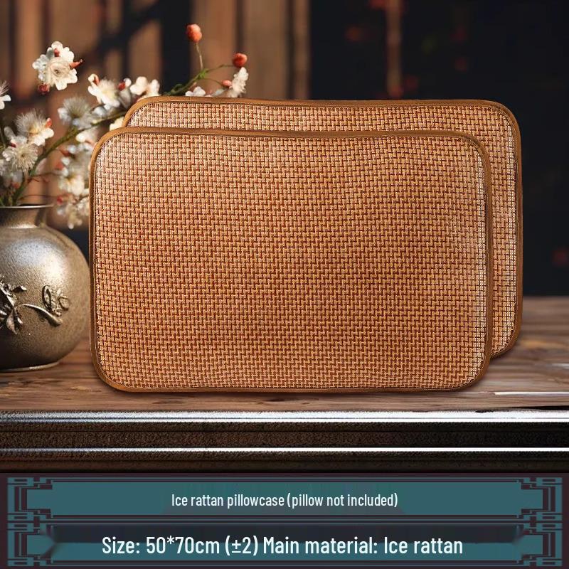 Summer Bamboo Rattan Ice Silk Large Pillowcase Set - Cool Mat for Adults