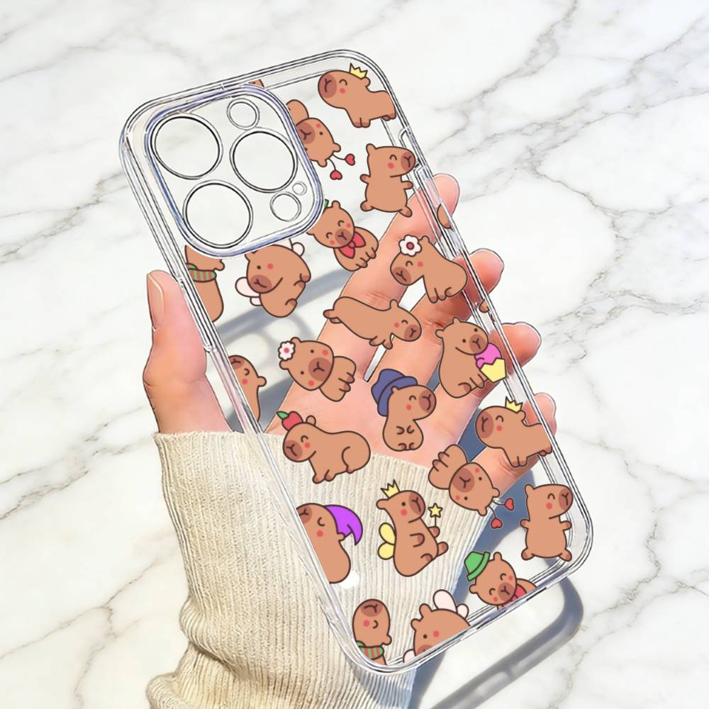 Cartoon C-Capybara Handyhülle Für iPhone 17 16 15 14 13 12 11 Mini Pro Max Plus Transparente Hülle