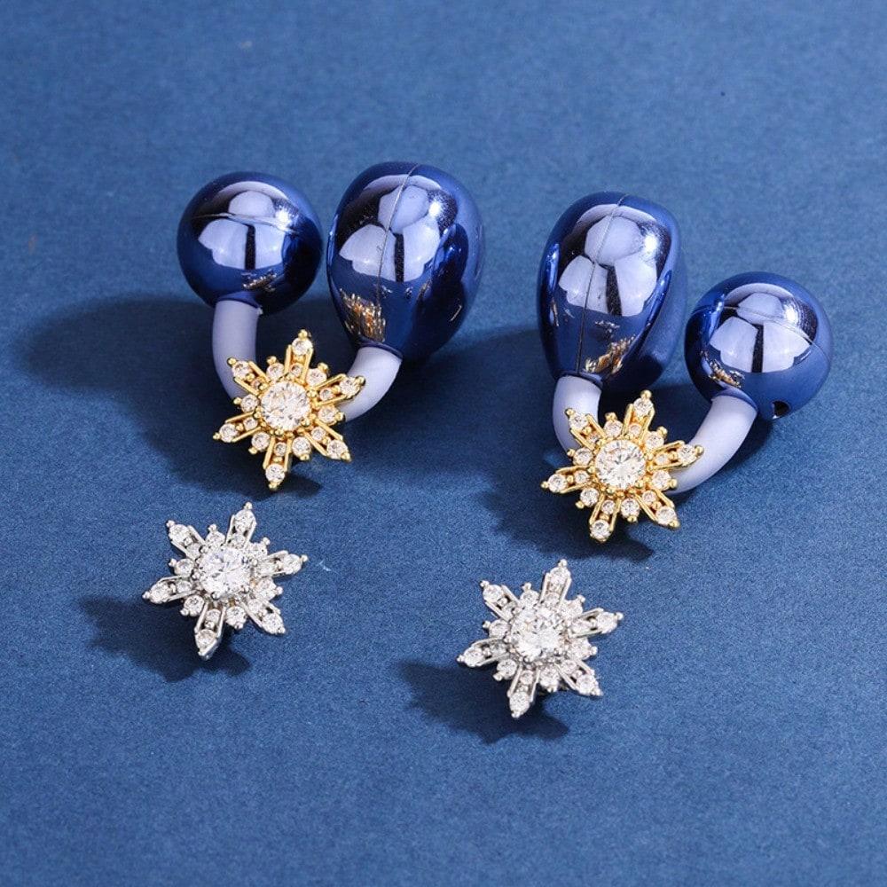 Snowflake Full Diamond Ear Buckle Earrings Earphones Diamond Buckle Accessories\ Earrings Stud Earrings Temperament