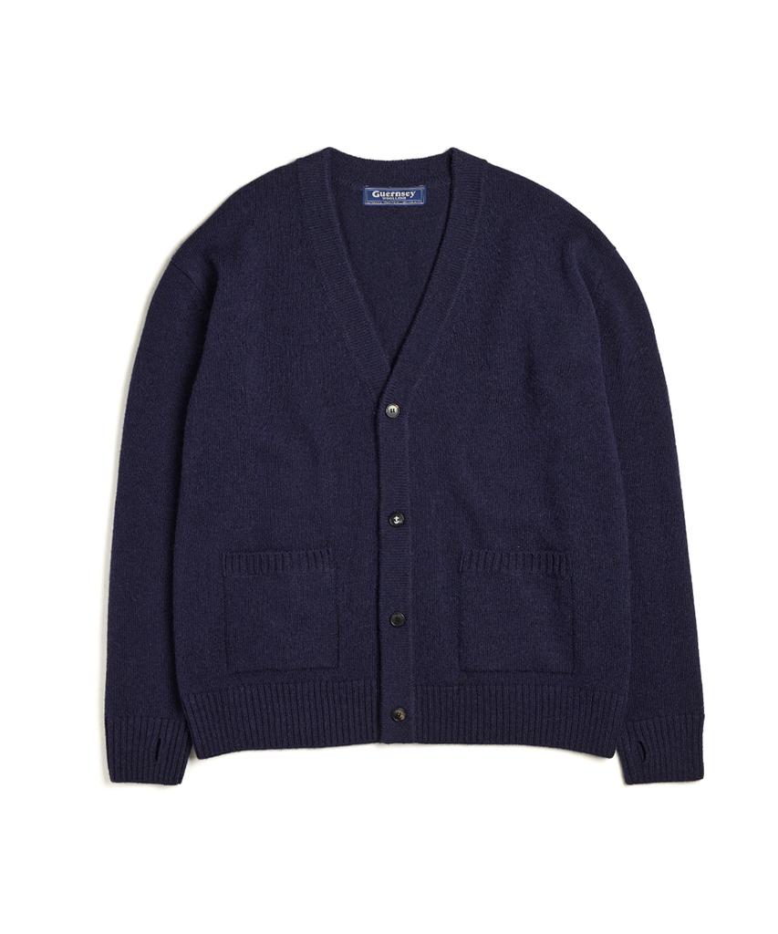 Geonjiulleunseu Button V-Neck Wool Cardigan - Navy