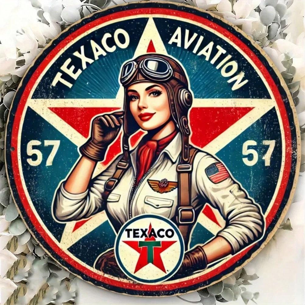 Vintage Texaco Aviation Humor Metal Wall Sign 7.8x7.8 Inch Garage Bar Decor