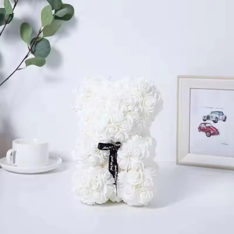 

Artificial Flowers 25cm Rose Bear Girlfriend Anniversary Christmas Valentine s Day Gift Birthday Present For Wedding Party білий