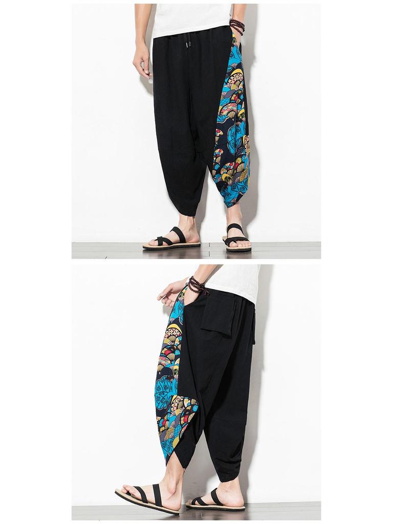 2024 Sommer Herren Baumwolle Leinen Haremshose, Chinesischer Stil, Übergröße, Lässige Mode