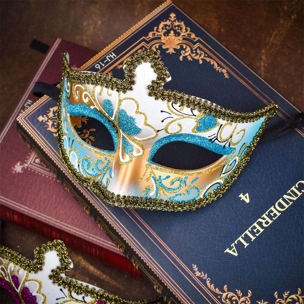 Party Bar Makeup Ball Half Face Men's Painted Gold Powder Mask Handmade Princess Mask Women's Handmade Dance Props