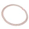 22in Cuban Necklace Alloy Diamond Link Chain Choker Stylish Neck Jewellery for Couples WomanRose Gold