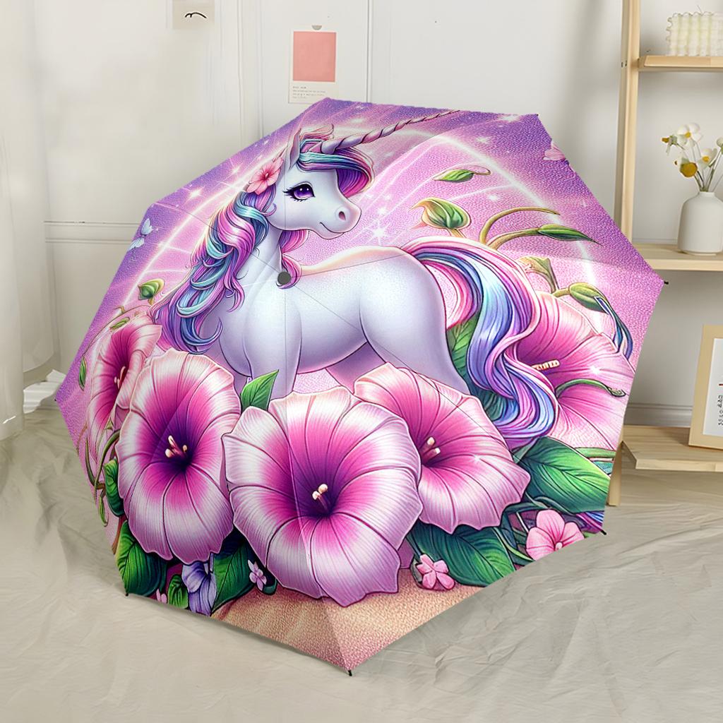 Unicorn Cosmic Spiral Automatic Umbrella Sturdy 8-Rib Shaft Sturdy Construction All-Season Travel Outdoor Accessory