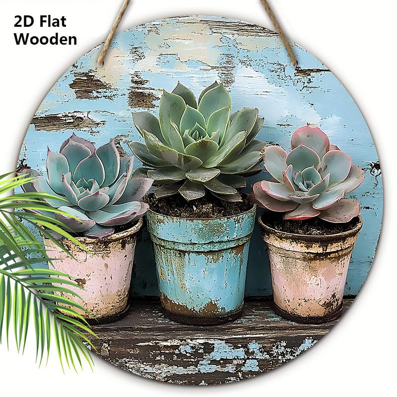

Ржавые пятна Суккулент Бонсай Деревянная табличка - Садоводство Суккулент Круглая табличка для входной двери, крыльца, забора, подвесной декор - Идеальное домашнее подвесное украшение 20cm/7.87in синий