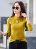 6606# Women's Slim Fit High Neck Long Sleeve T-shirt - Water Drop Neck, New Chinese National Style, Cotton Undershirt, Spring/Autumn.