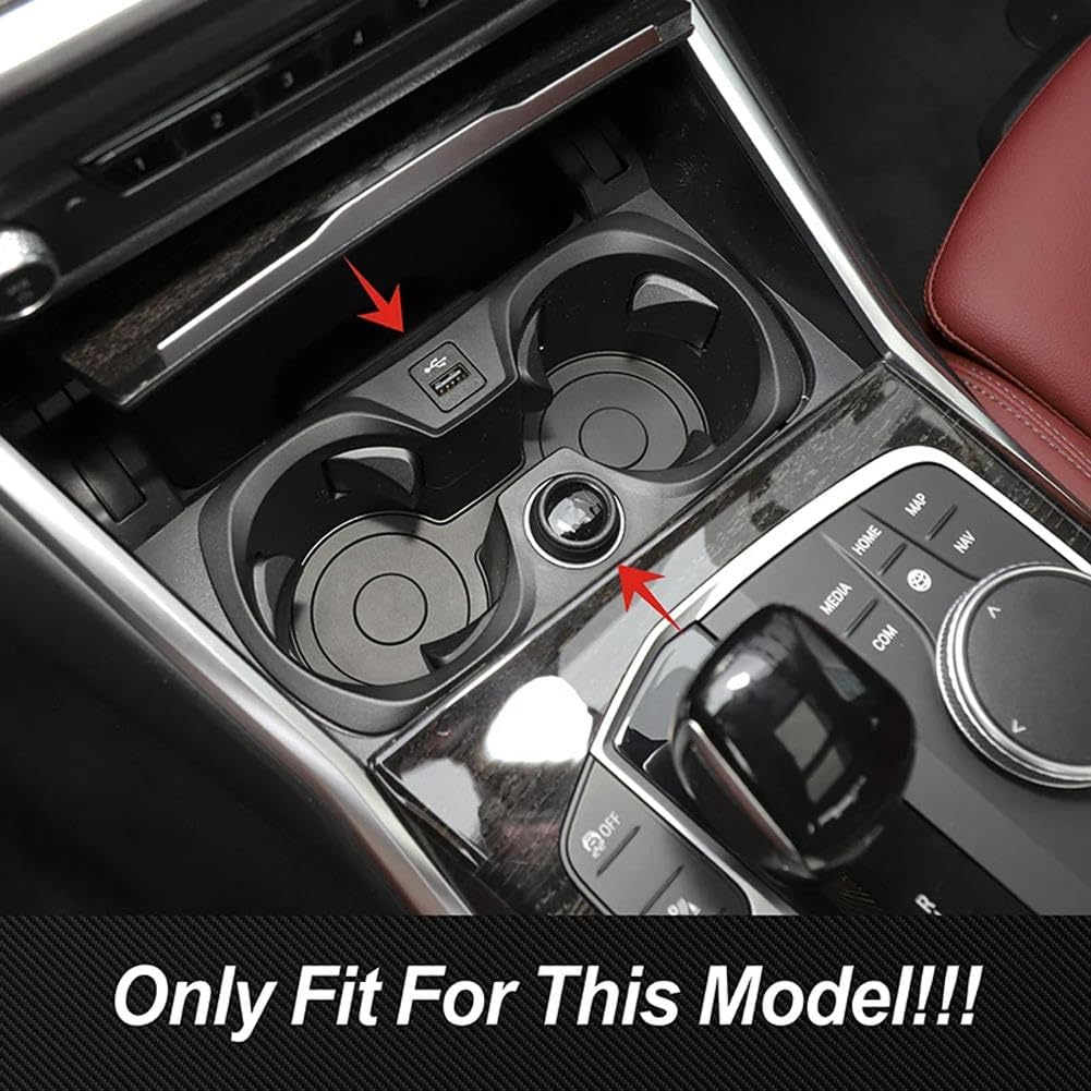 

Fit for BMW 3 Series G20 2020-2022, Car Cup Holder Trim, Carbon Fiber Pattern Console Water Cup Holder Cover, ABS, Silver серебряный