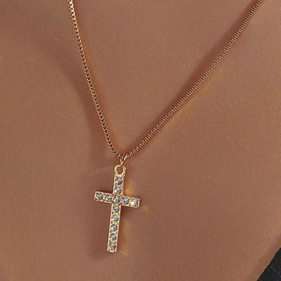 Yousheng Layered Cross Necklace for Women, Rhinestone Crystal Pendant Multi-Layer Choker Chain with Adjustable Extender, Dainty Gold/Silver Plated