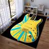 Golden Blue Guitar Design Rug Non-slip rug suitable for living room and bedroom sofas