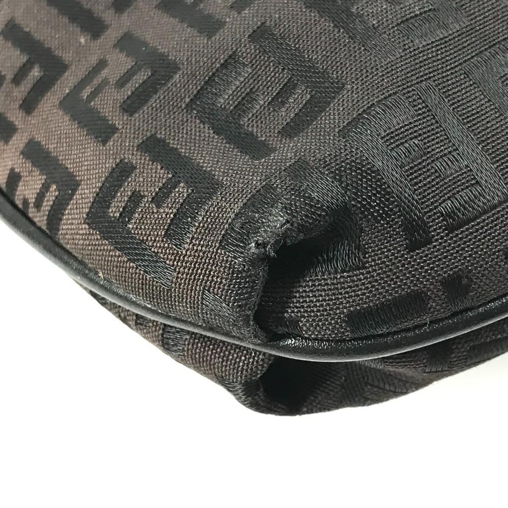 FENDI Zucchino Logo Bag Crossbody Pochette Shoulder Bag Leather/Canvas Black
