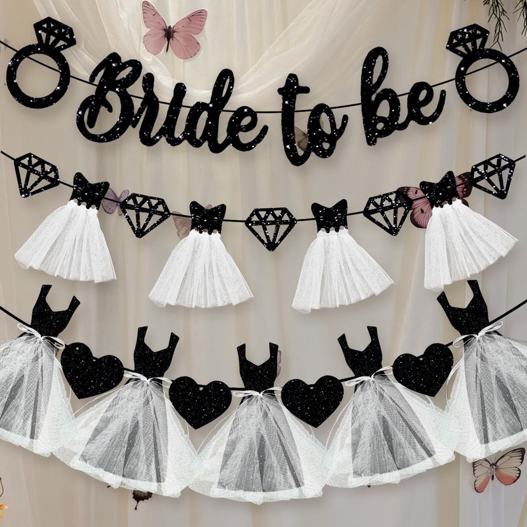 Chegada Nova Conjunto de Faixas Bride to Be Letra Coração Bandeira Puxar Decoração de Festa Temática de Casamento 3 Peças