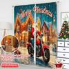 2pcs 2D flat printing Christmas Drapes Santa Claus Motorcycle Machine Washable Polyester Without Electricity Holiday Decorations