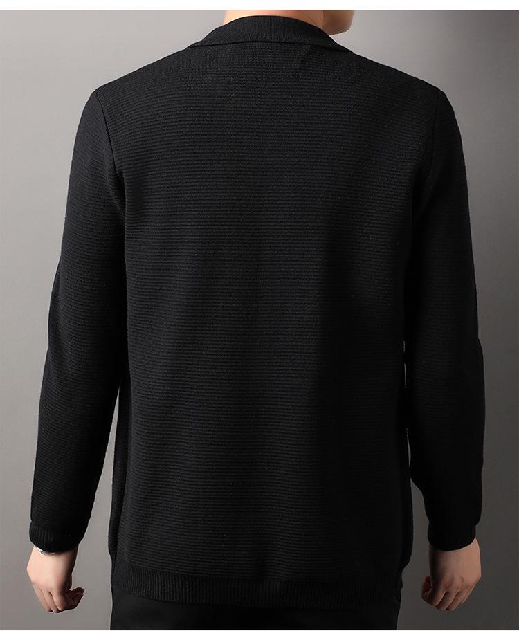 Men's Korean Style Slim Fit Knit Lapel Cardigan Sweater - Spring & Autumn Casual Trendy Jacket